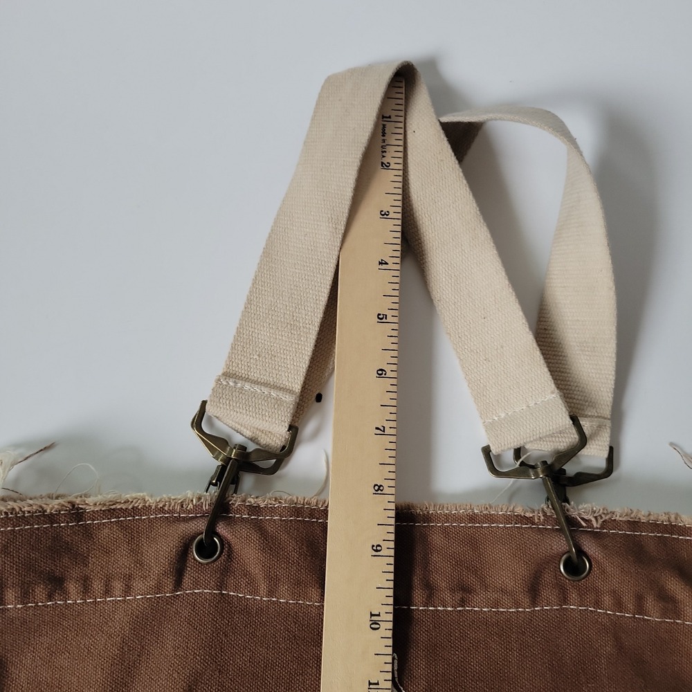 Authentic Pigment Canvas Shopper Tote Brown Seattle Public Market Graphic Vegan - Picture 13 of 15
